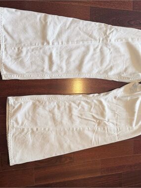 MOTHER Off-White Flare Wide-Leg Jeans